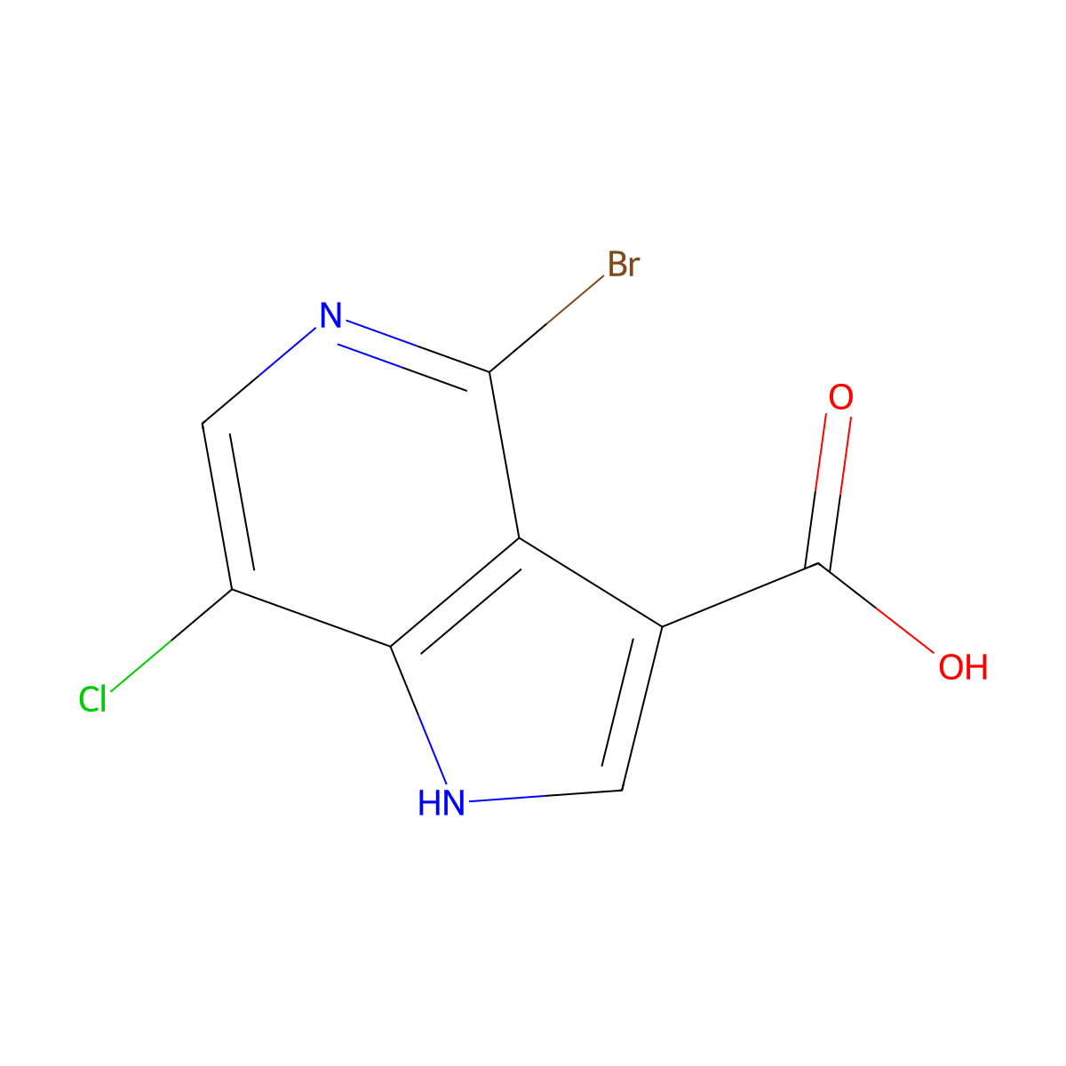 4-Bromo-7-chloro-1H-pyrrolo[3,2-c]pyridine-3-carboxylic acid molecular structure, CAS 1000342-01-7