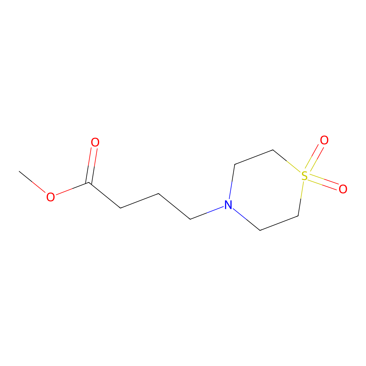 Methyl 4-(1,1-dioxidothiomorpholino)butanoate molecular structure, CAS 1000342-02-8