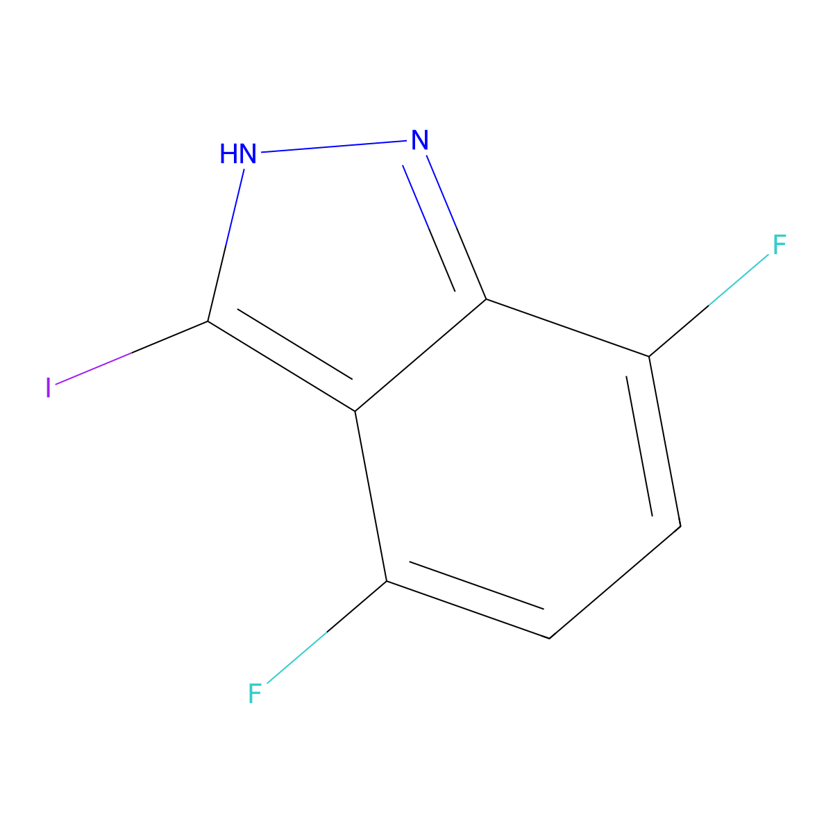 4,7-Difluoro-3-iodo-1H-indazole molecular structure, CAS 1000342-06-2