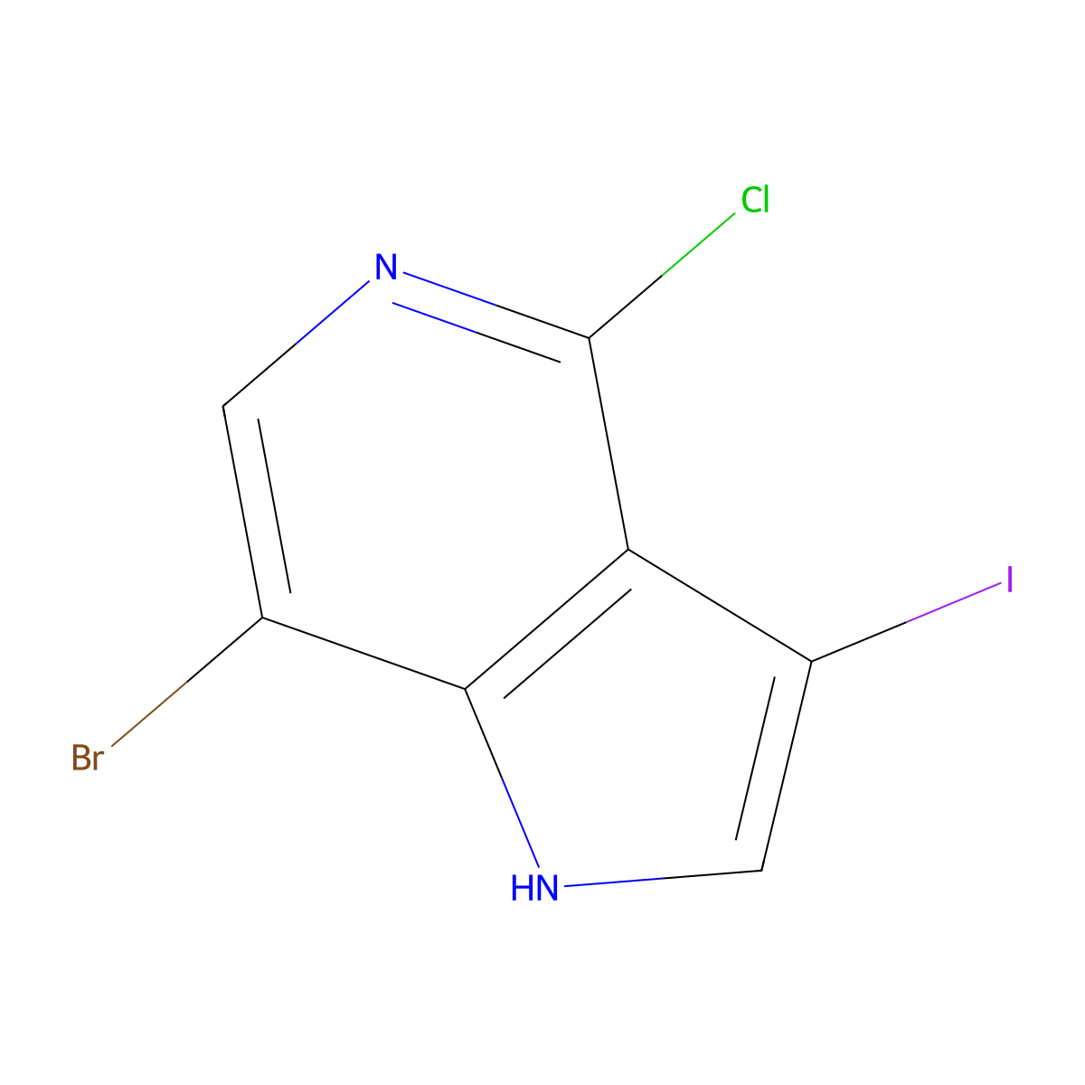 7-Bromo-4-chloro-3-iodo-1H-pyrrolo[3,2-c]pyridine molecular structure, CAS 1000342-07-3