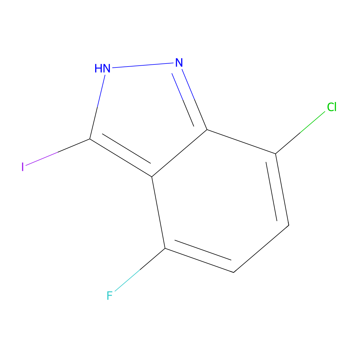 7-Chloro-4-fluoro-3-iodo-1H-indazole molecular structure, CAS 1000342-09-5
