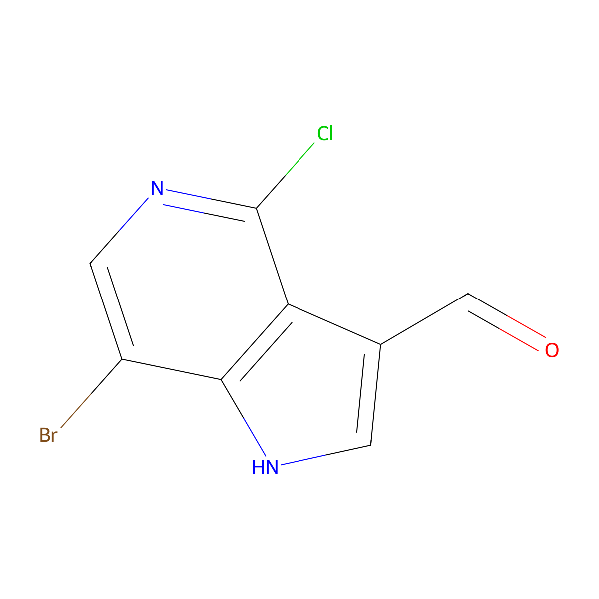 7-Bromo-4-chloro-1H-pyrrolo[3,2-c]pyridine-3-carbaldehyde molecular structure, CAS 1000342-10-8