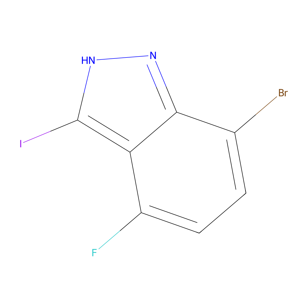 7-Bromo-4-fluoro-3-iodo-1H-indazole molecular structure, CAS 1000342-12-0