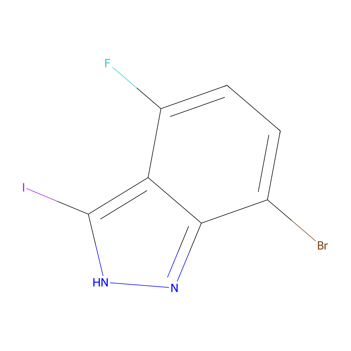 7-Bromo-4-fluoro-3-iodo-1H-indazole molecular structure, CAS 1000342-12-0