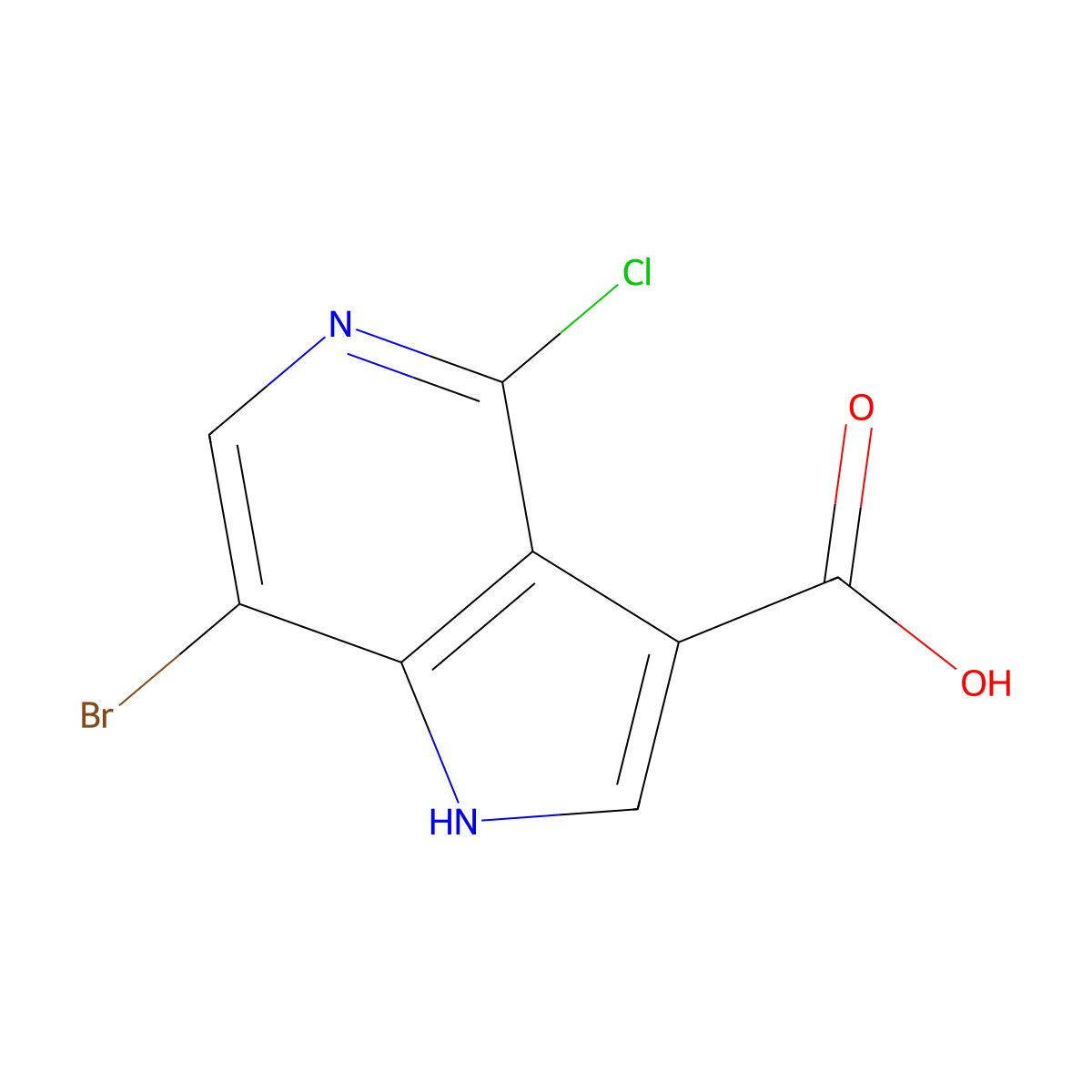 7-Bromo-4-chloro-1H-pyrrolo[3,2-c]pyridine-3-carboxylic acid molecular structure, CAS 1000342-13-1