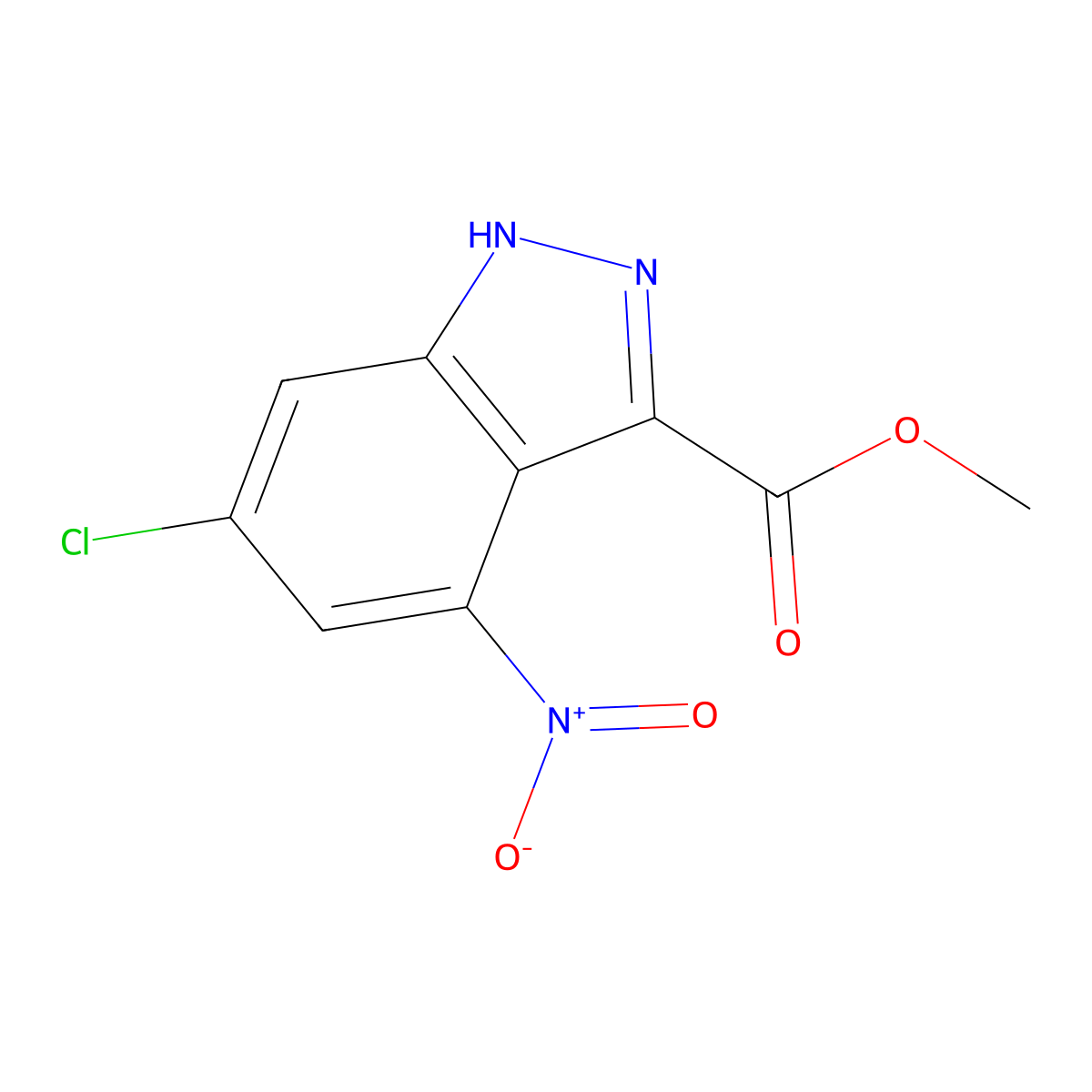 methyl 6-chloro-4-nitro-1H-indazole-3-carboxylate molecular structure, CAS 1000342-31-3