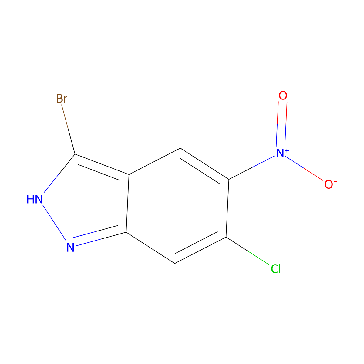 3-Bromo-6-chloro-5-nitro-1H-indazole molecular structure, CAS 1000342-41-5
