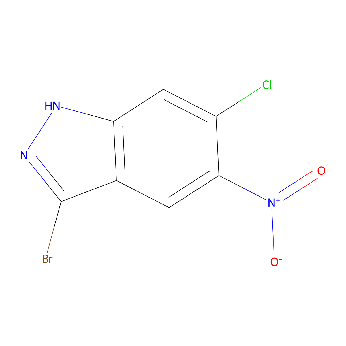 3-Bromo-6-chloro-5-nitro-1H-indazole molecular structure, CAS 1000342-41-5