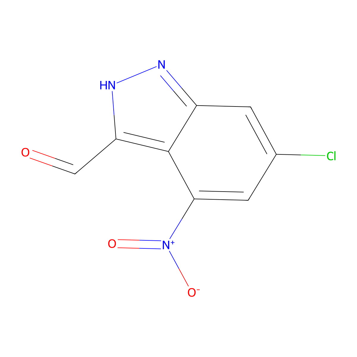 6-Chloro-4-nitro-1H-indazole-3-carbaldehyde molecular structure, CAS 1000342-42-6