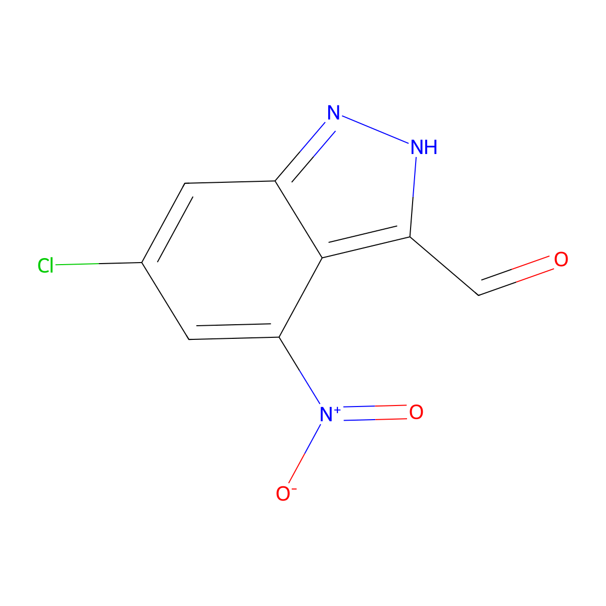 6-Chloro-4-nitro-1H-indazole-3-carbaldehyde molecular structure, CAS 1000342-42-6