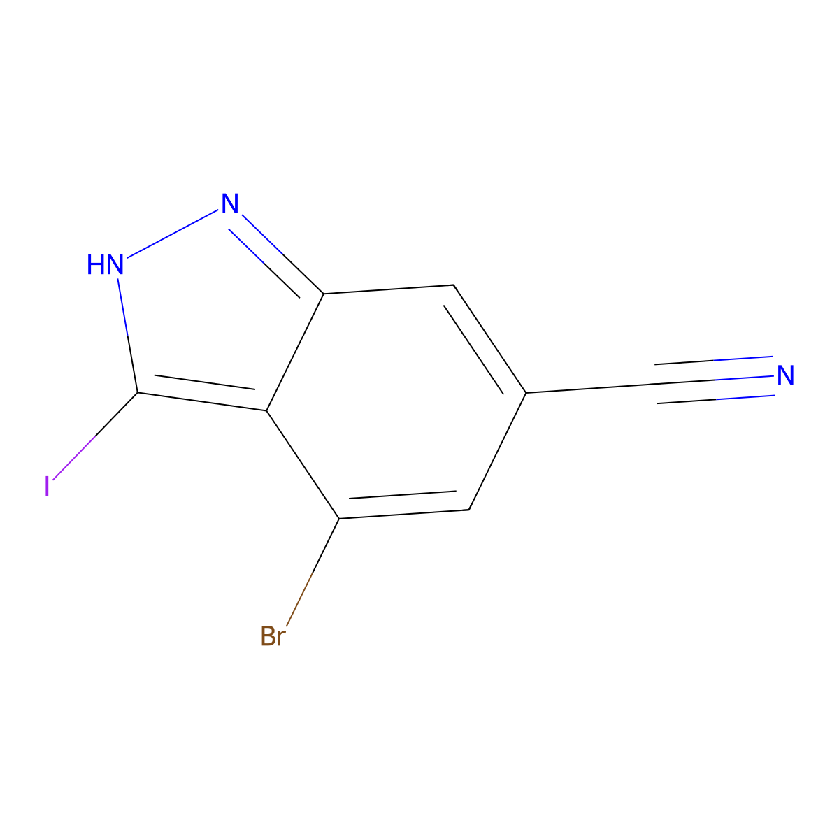 4-Bromo-3-iodo-1H-indazole-6-carbonitrile molecular structure, CAS 1000342-48-2