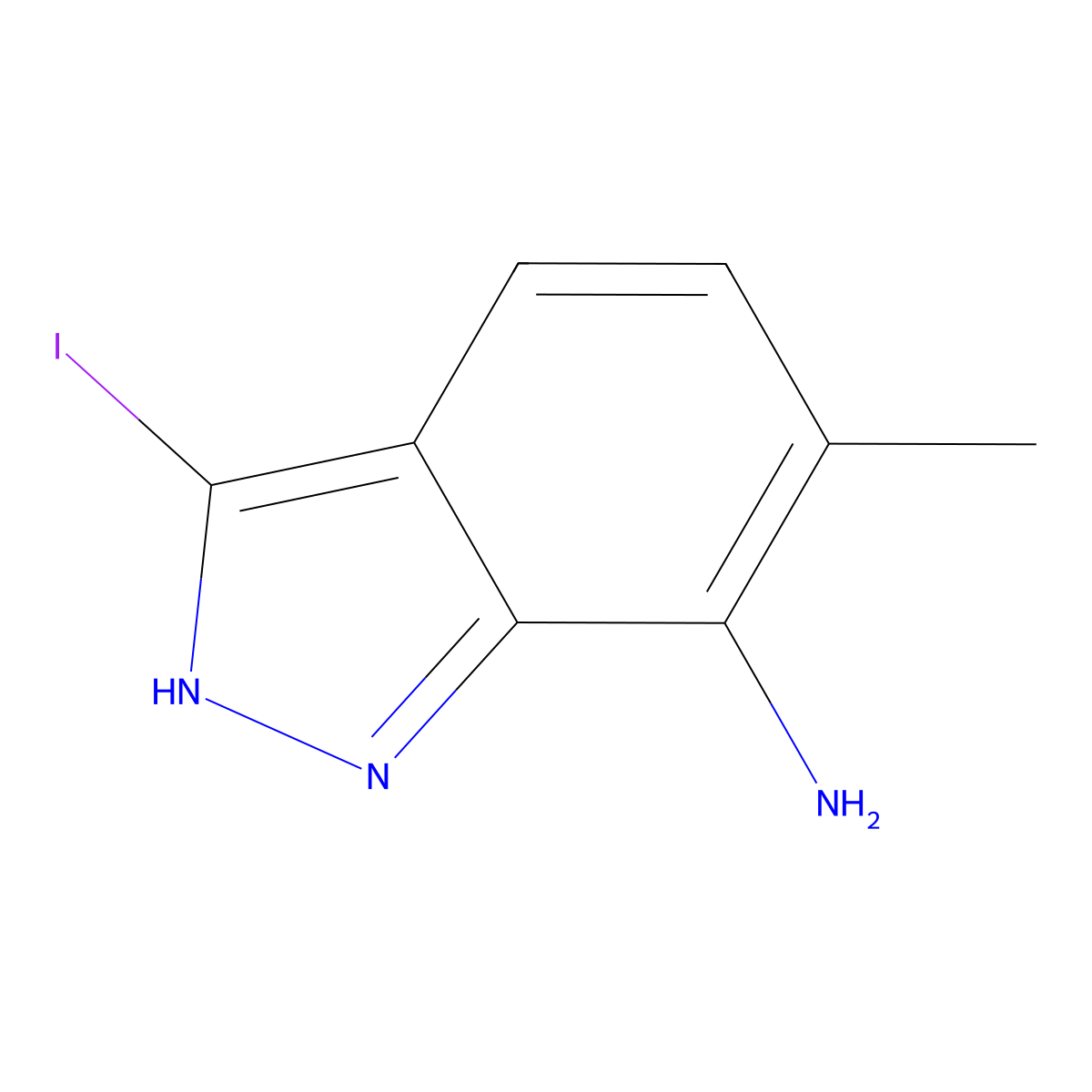 3-Iodo-6-methyl-1H-indazol-7-amine molecular structure, CAS 1000342-49-3