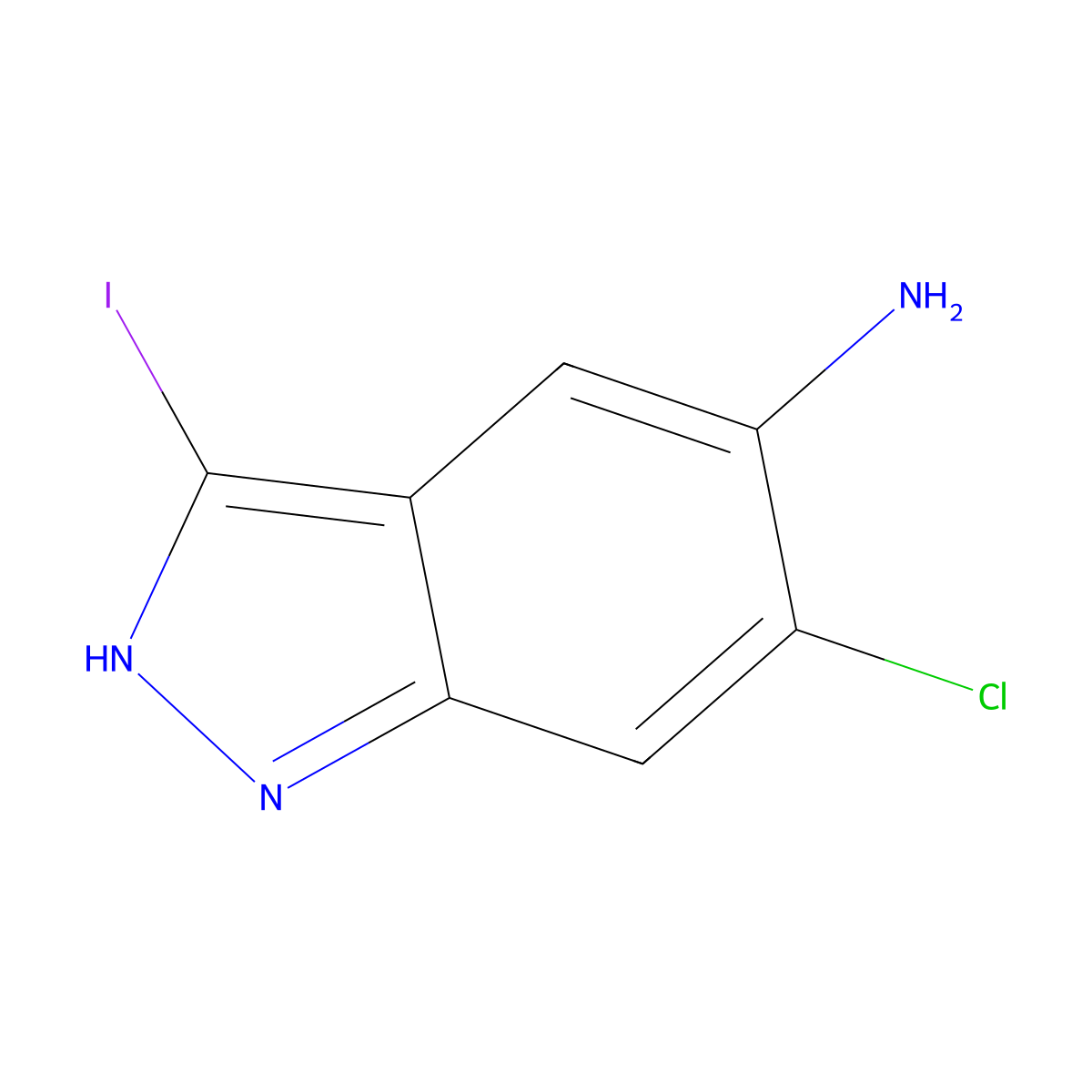 6-Chloro-3-iodo-1H-indazol-5-amine molecular structure, CAS 1000342-50-6