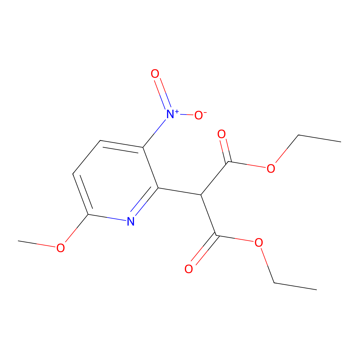 Diethyl 2-(6-methoxy-3-nitropyridin-2-yl)malonate molecular structure, CAS 1000342-55-1