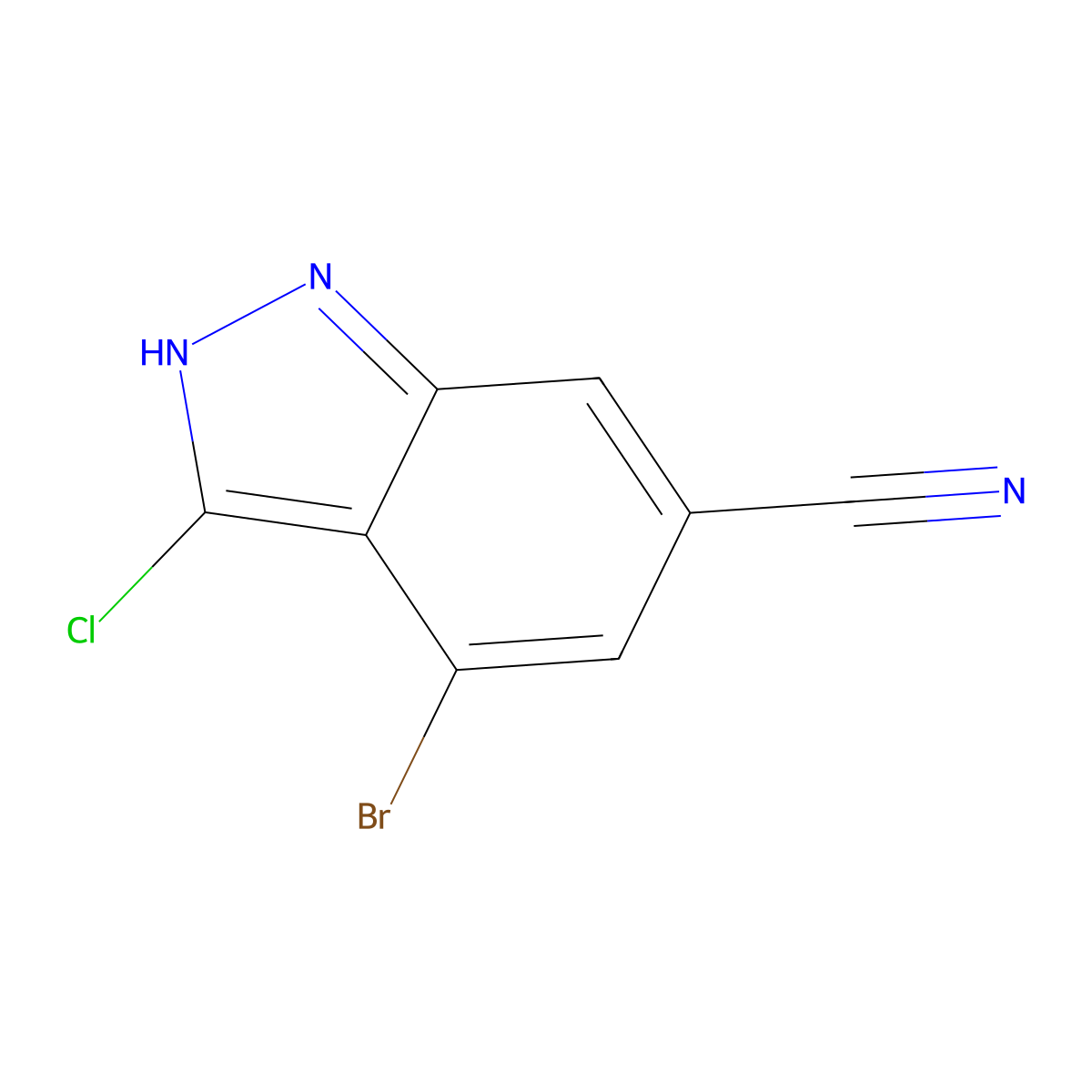 4-Bromo-3-chloro-1H-indazole-6-carbonitrile molecular structure, CAS 1000342-57-3