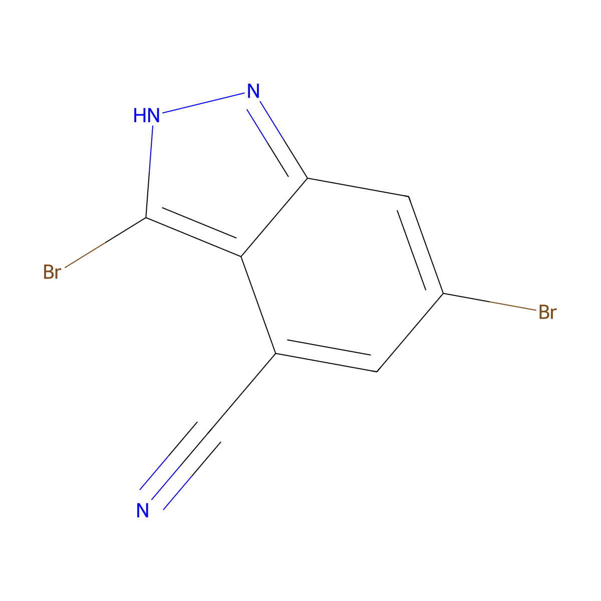 3,6-Dibromo-1H-indazole-4-carbonitrile molecular structure, CAS 1000342-67-5