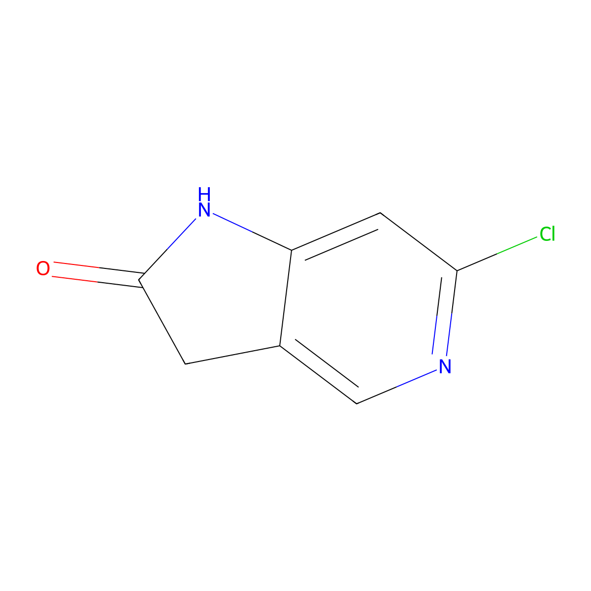 6-chloro-1H,2H,3H-pyrrolo(3,2-c)pyridin-2-one molecular structure, CAS 1000342-80-2
