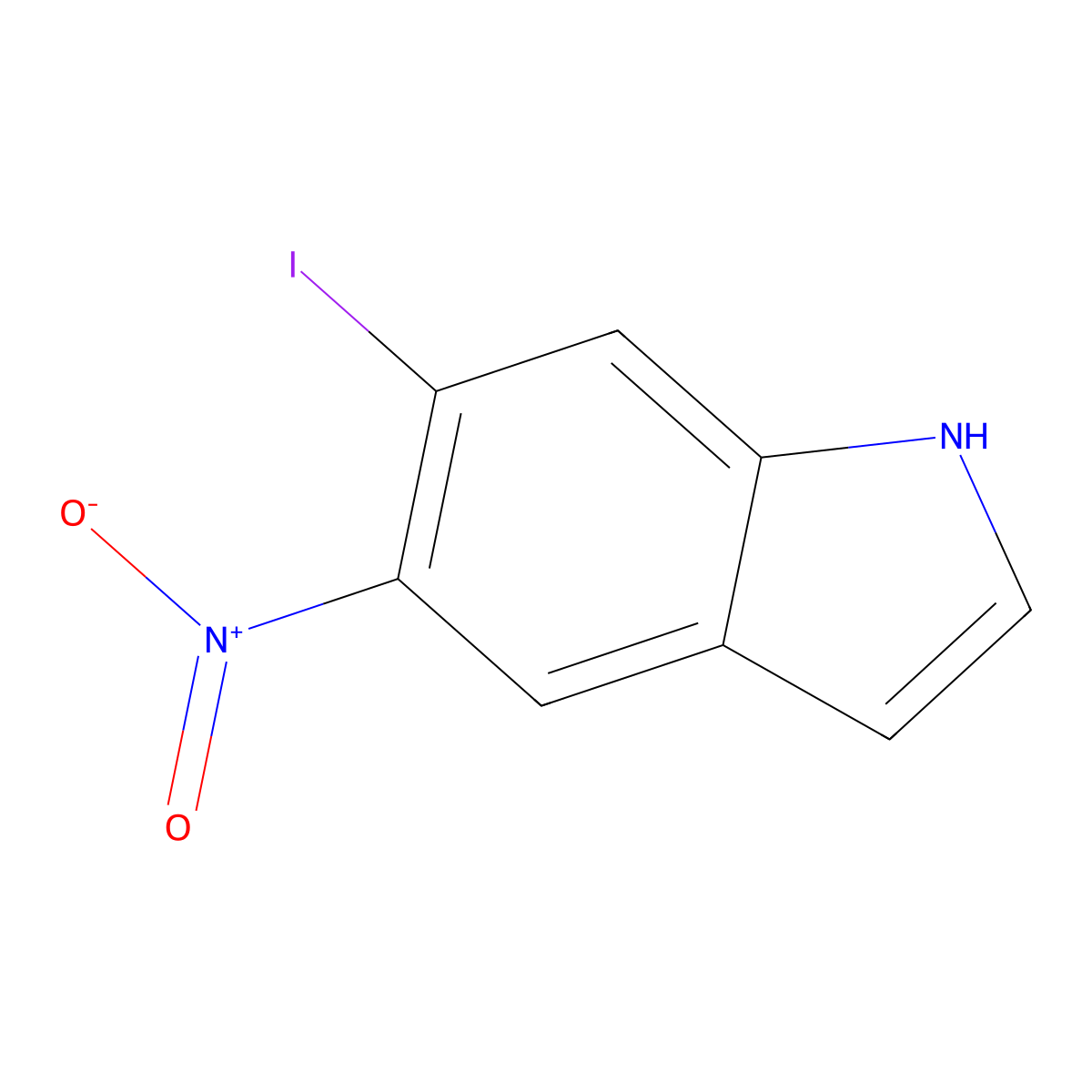 6-iodo-5-nitro-1H-indole molecular structure, CAS 1000343-00-9