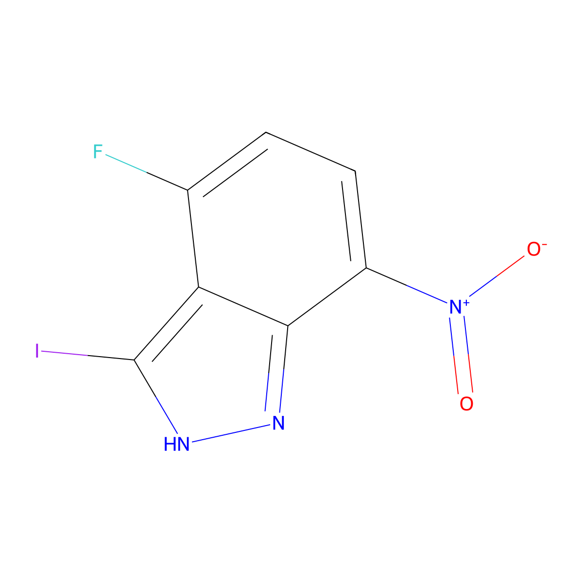 4-Fluoro-3-iodo-7-nitro-1H-indazole molecular structure, CAS 1000343-07-6