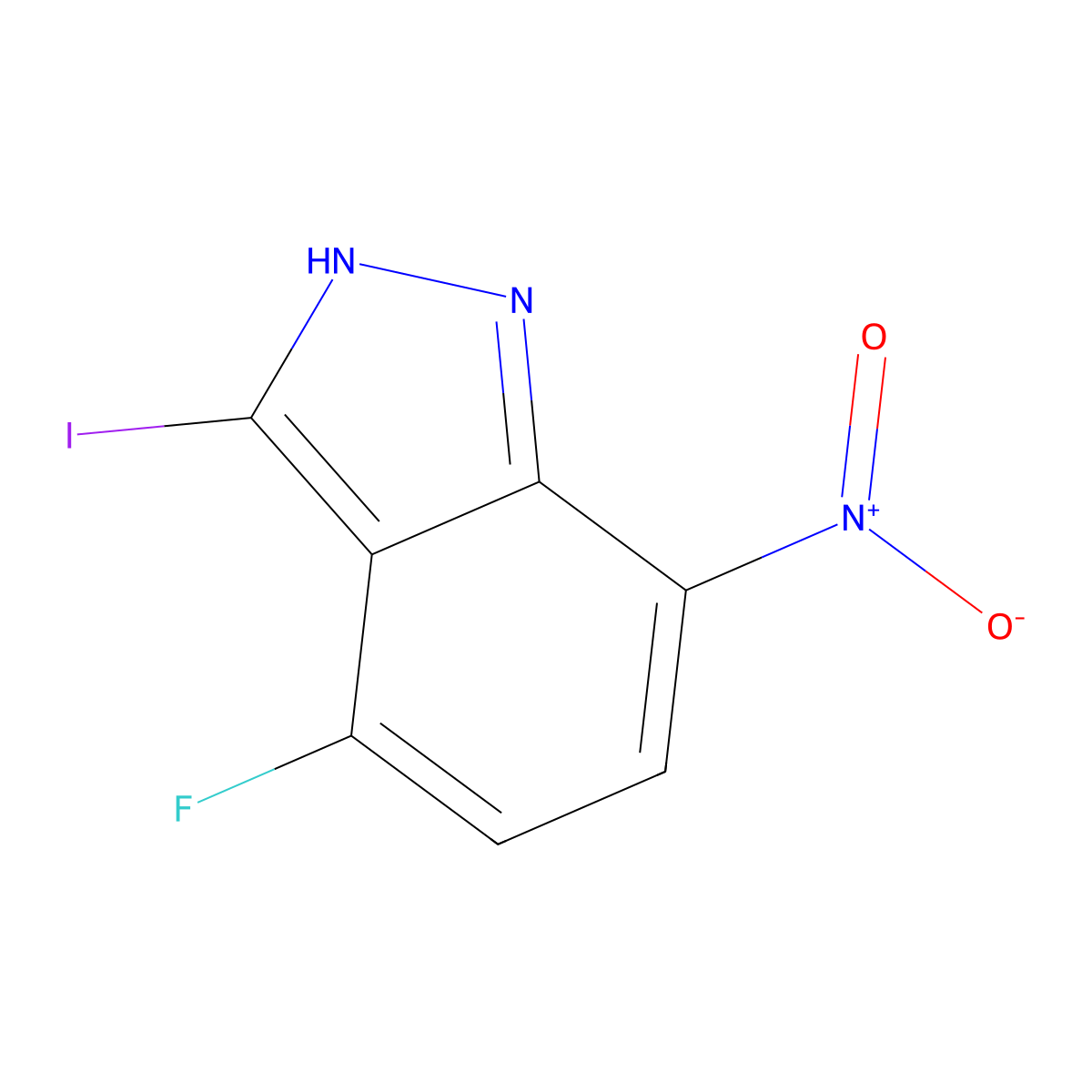 4-Fluoro-3-iodo-7-nitro-1H-indazole molecular structure, CAS 1000343-07-6