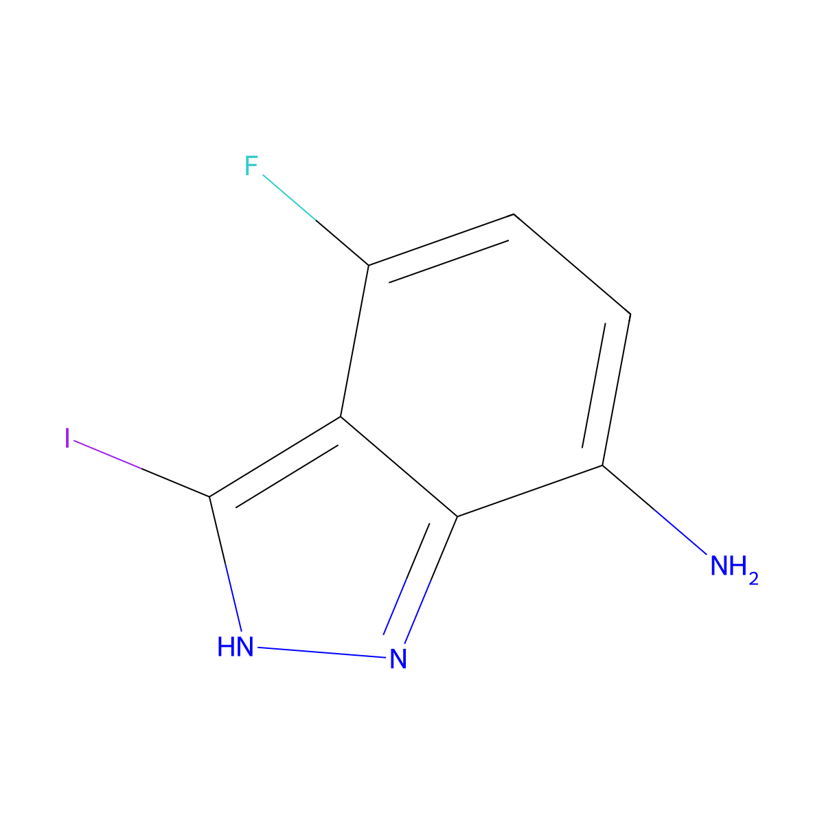 4-fluoro-3-iodo-2H-indazol-7-amine molecular structure, CAS 1000343-10-1