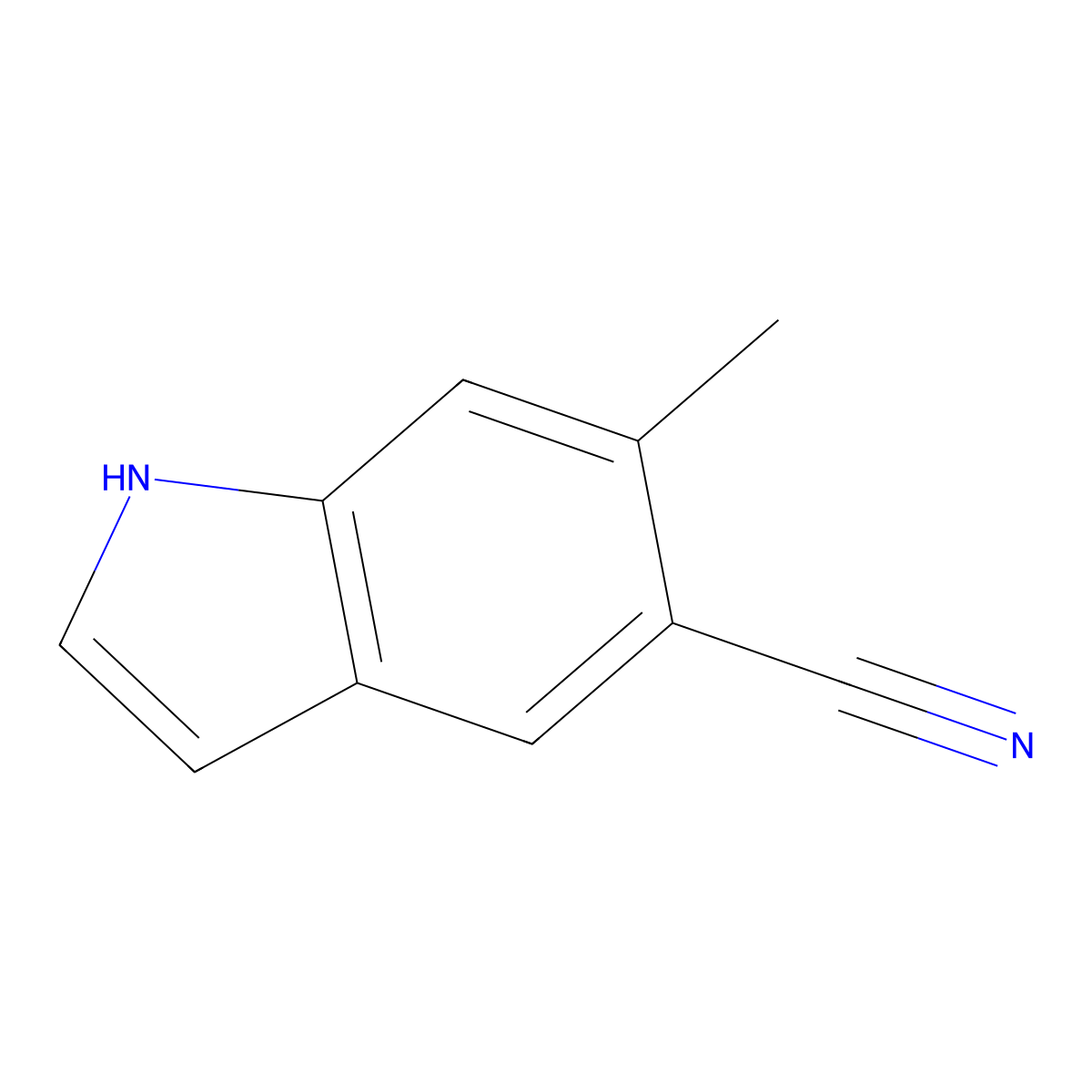 6-Methyl-1H-indole-5-carbonitrile molecular structure, CAS 1000343-22-5