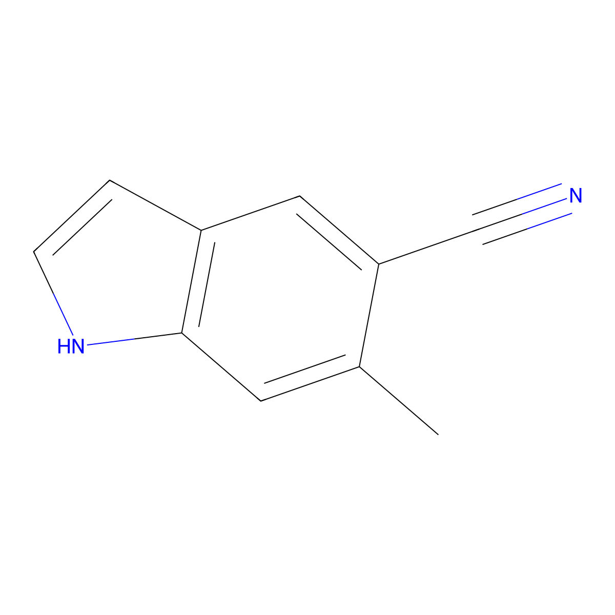 6-Methyl-1H-indole-5-carbonitrile molecular structure, CAS 1000343-22-5