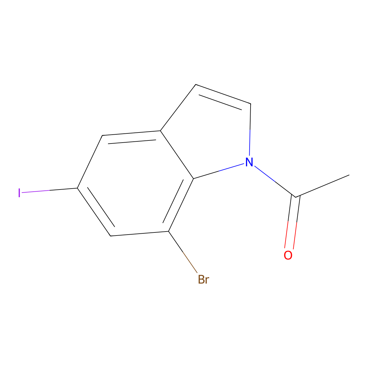 1-(7-Bromo-5-iodo-1H-indol-1-yl)ethanone molecular structure, CAS 1000343-35-0