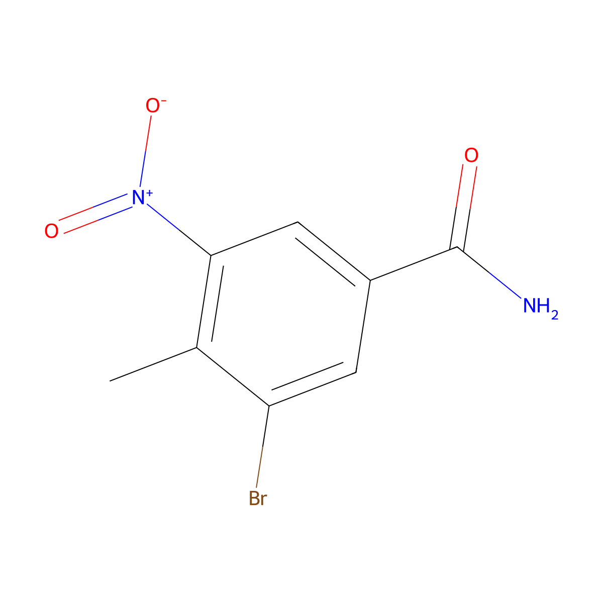 3-Bromo-4-methyl-5-nitrobenzamide molecular structure, CAS 1000343-37-2