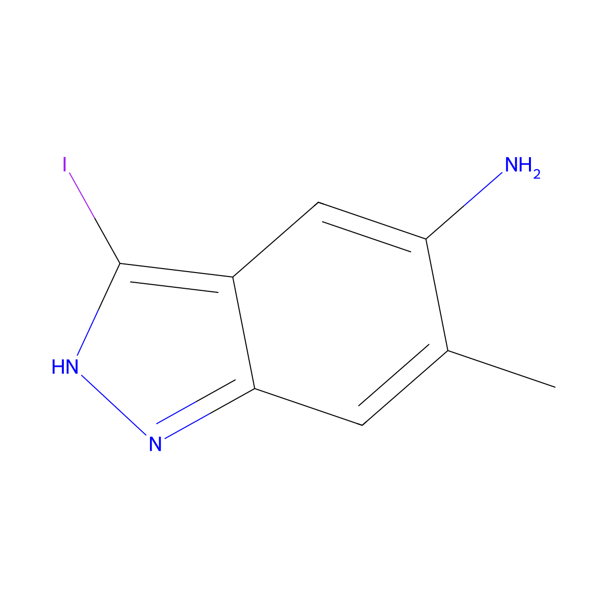 3-Iodo-6-methyl-1H-indazol-5-amine molecular structure, CAS 1000343-40-7