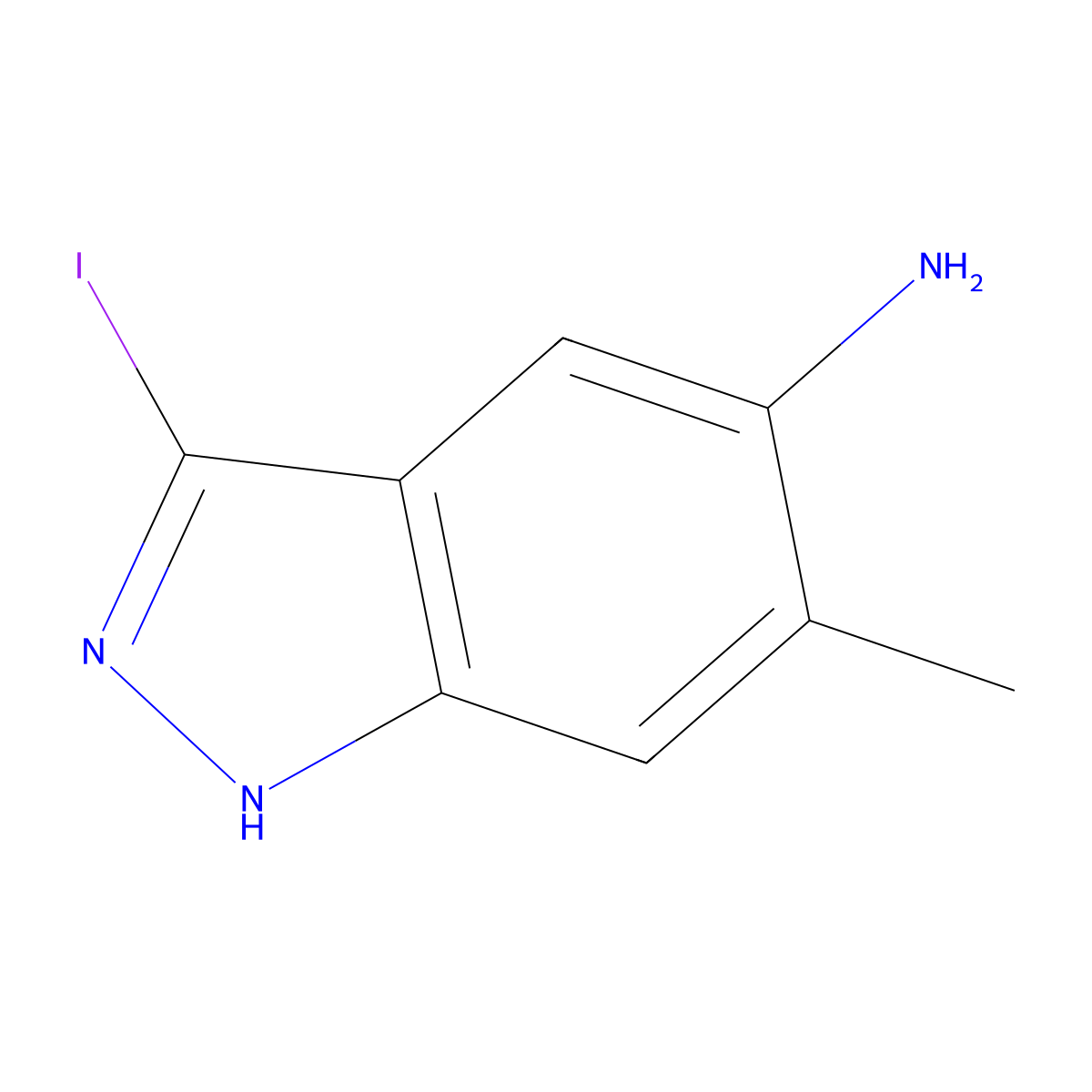 3-Iodo-6-methyl-1H-indazol-5-amine molecular structure, CAS 1000343-40-7