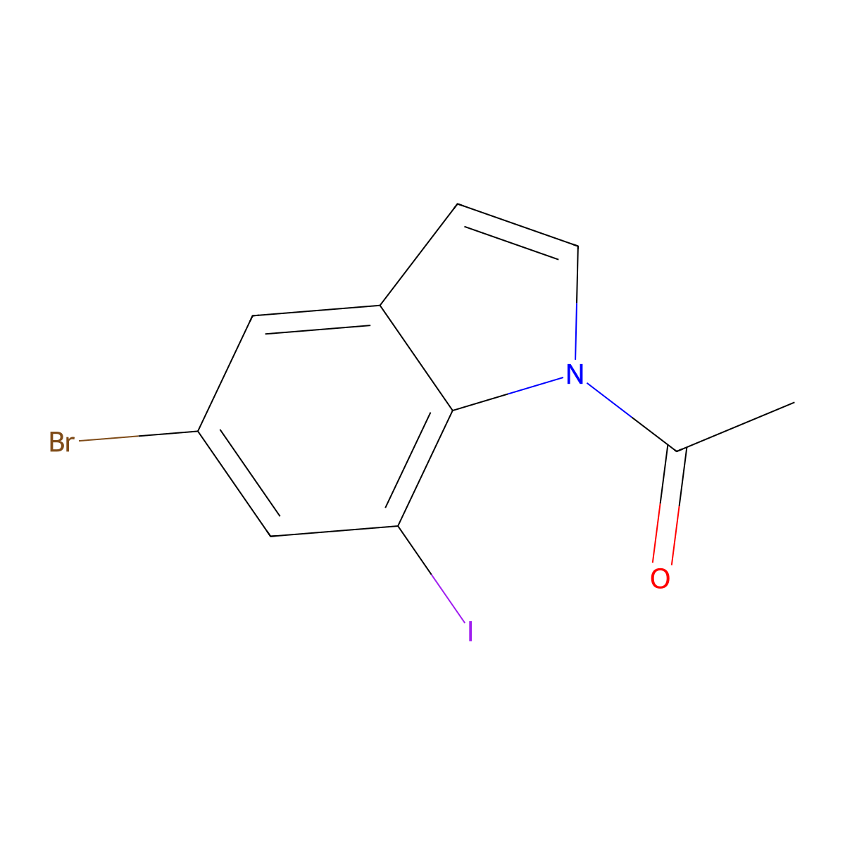 1-(5-Bromo-7-iodo-1H-indol-1-yl)ethanone molecular structure, CAS 1000343-41-8