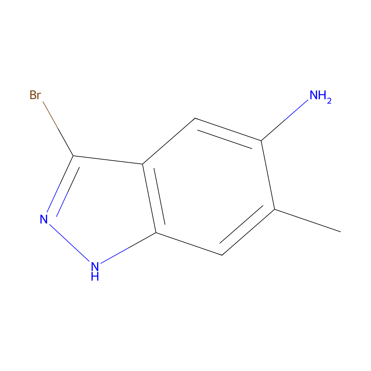 3-Bromo-6-methyl-1H-indazol-5-amine molecular structure, CAS 1000343-43-0