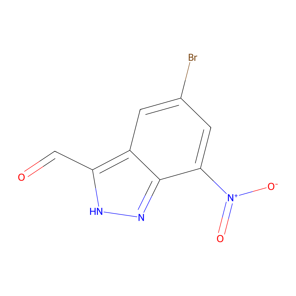 5-bromo-7-nitro-2H-indazole-3-carbaldehyde molecular structure, CAS 1000343-50-9
