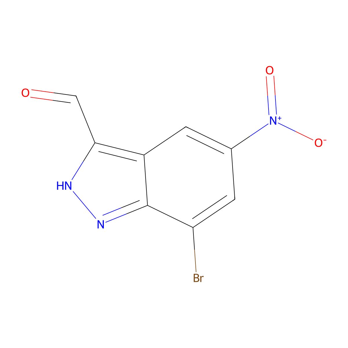 7-bromo-5-nitro-2H-indazole-3-carbaldehyde molecular structure, CAS 1000343-53-2