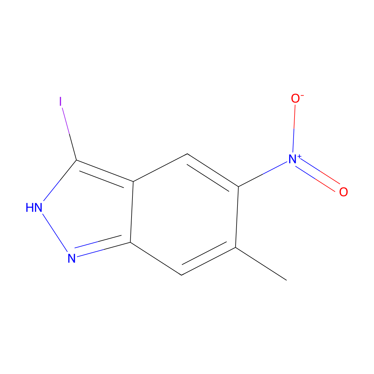 3-Iodo-6-methyl-5-nitro-1H-indazole molecular structure, CAS 1000343-55-4