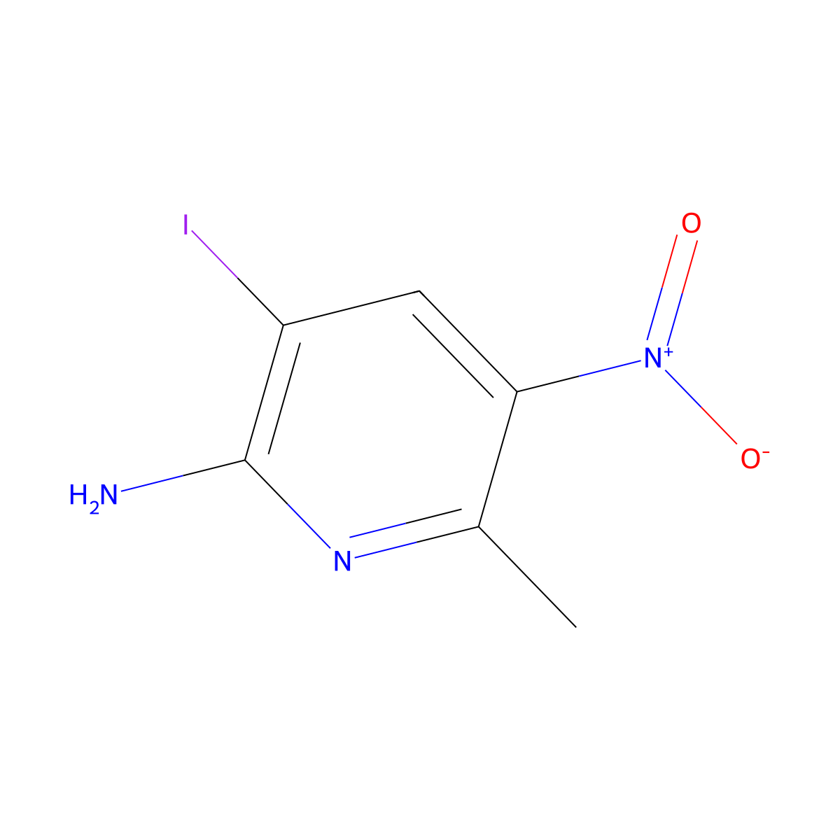 3-Iodo-6-methyl-5-nitropyridin-2-amine molecular structure, CAS 1000343-76-9