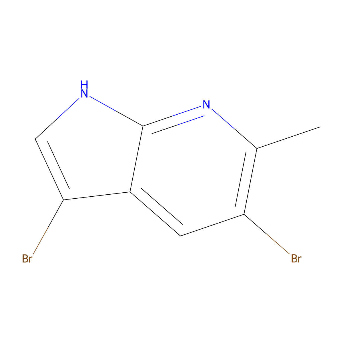 3,5-Dibromo-6-methyl-1H-pyrrolo[2,3-b]pyridine molecular structure, CAS 1000343-79-2