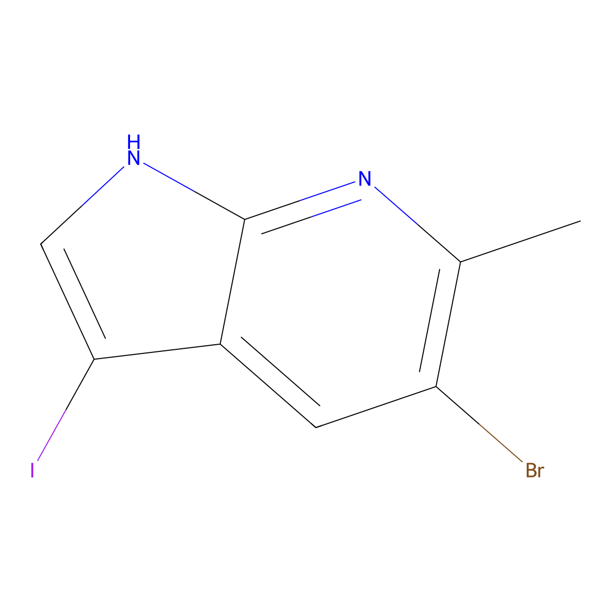 5-Bromo-3-iodo-6-methyl-1H-pyrrolo[2,3-b]pyridine molecular structure, CAS 1000343-82-7