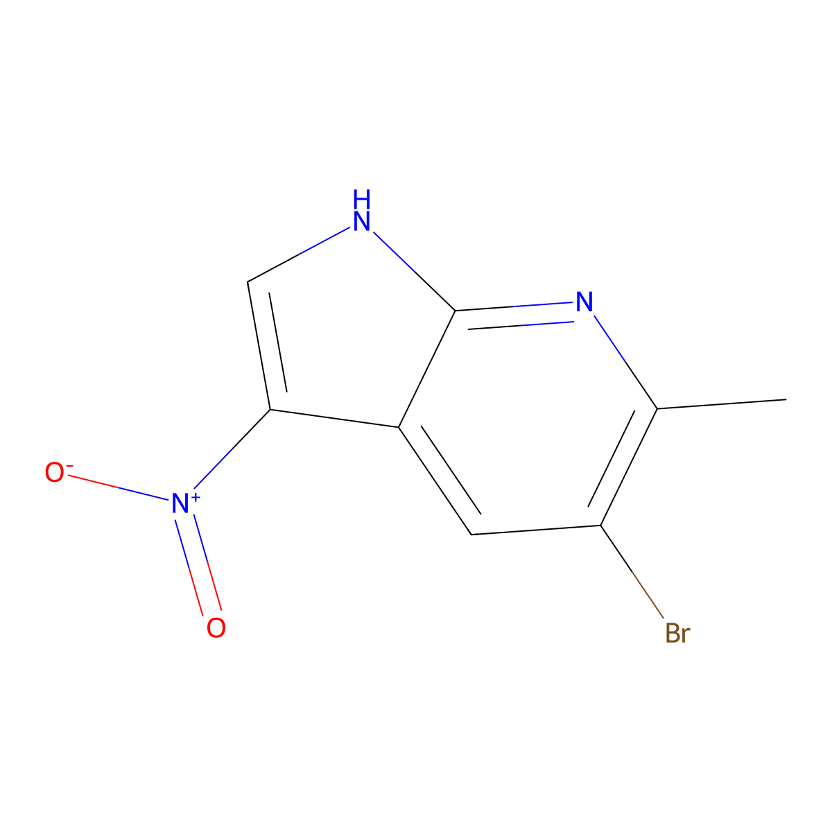 5-Bromo-6-methyl-3-nitro-1H-pyrrolo[2,3-b]pyridine molecular structure, CAS 1000343-84-9