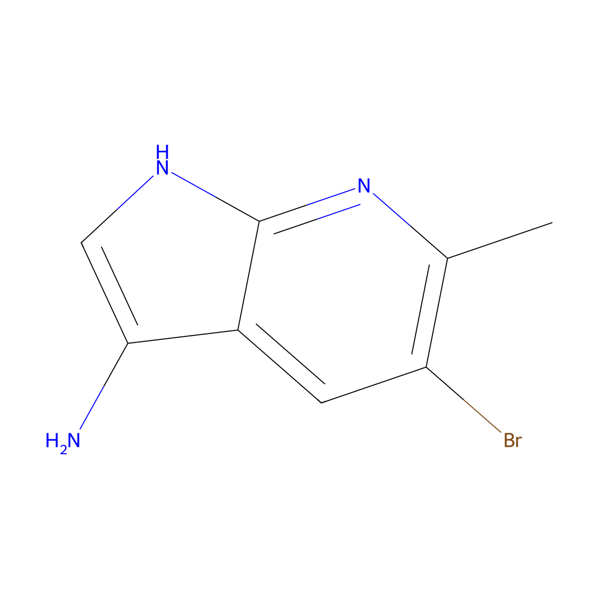 5-Bromo-6-methyl-1H-pyrrolo[2,3-b]pyridin-3-amine molecular structure, CAS 1000343-87-2