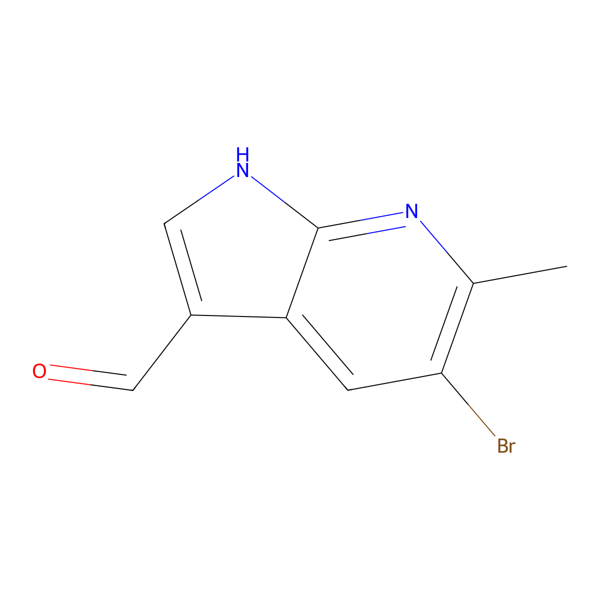5-Bromo-6-methyl-1H-pyrrolo[2,3-b]pyridine-3-carbaldehyde molecular structure, CAS 1000343-91-8