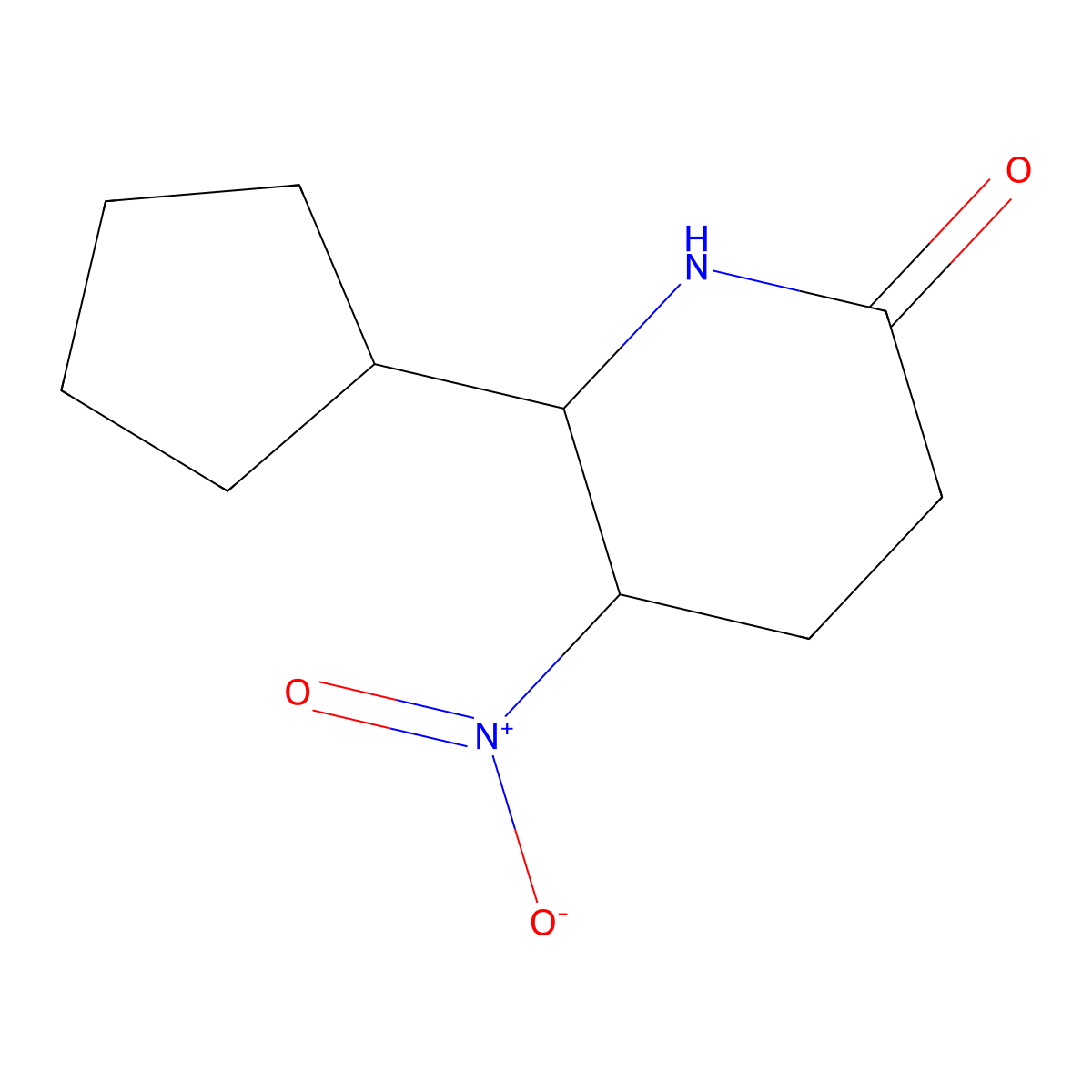 6-Cyclopentyl-5-nitropiperidin-2-one molecular structure, CAS 1000345-72-1