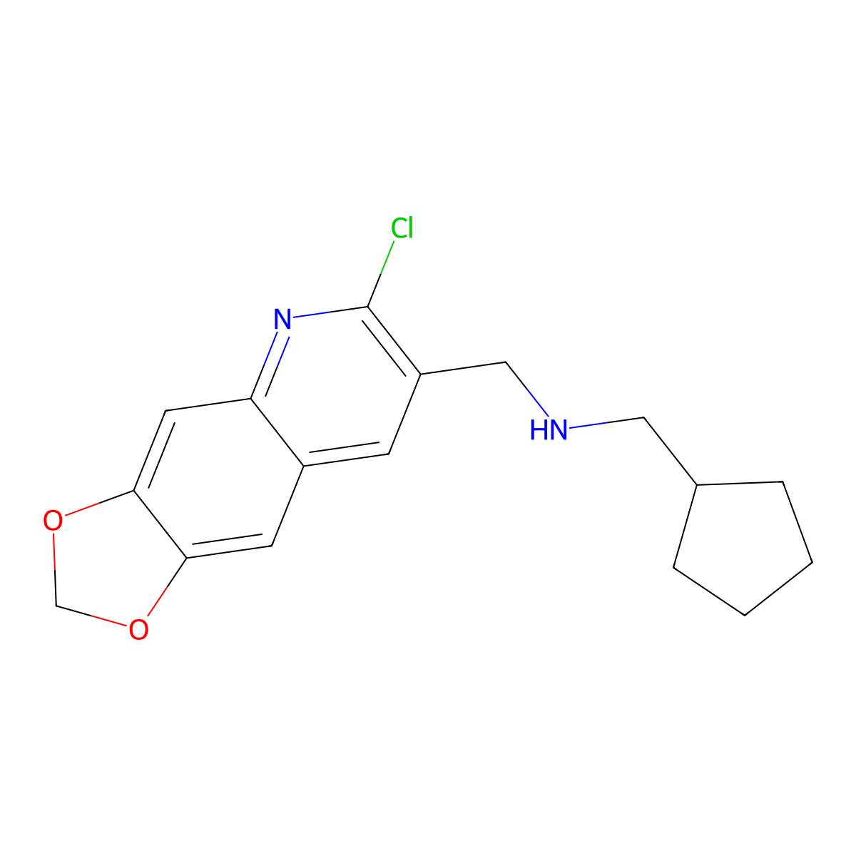 (6-Chloro-[1,3]dioxolo[4,5-g]quinolin-7-ylmethyl)-cyclopentylmethyl-amine molecular structure, CAS 1000347-99-8