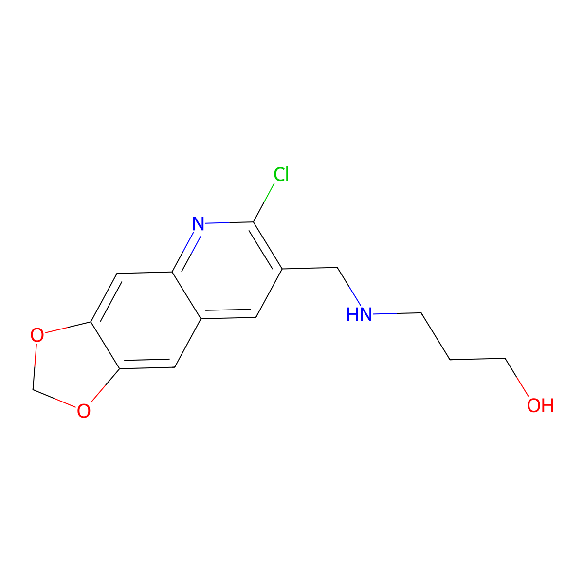 3-[(6-Chloro-[1,3]dioxolo[4,5-g]quinolin-7-ylmethyl)-amino]-propan-1-ol molecular structure, CAS 1000348-12-8