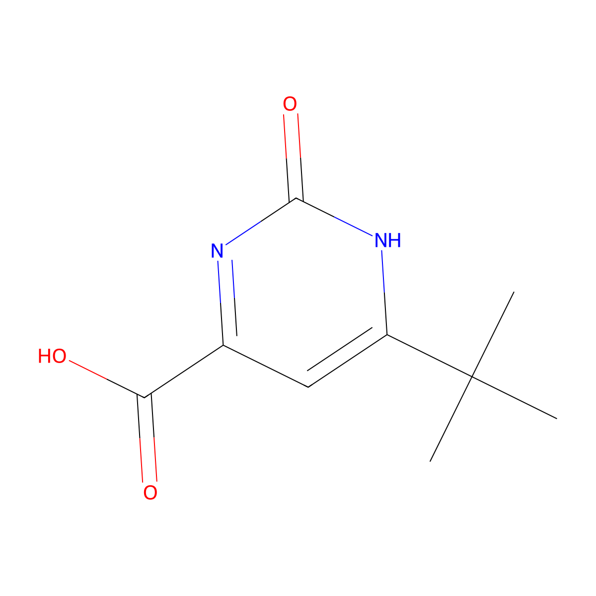 6-Tert-butyl-2-hydroxy-pyrimidine-4-carboxylic acid molecular structure, CAS 1000353-37-6