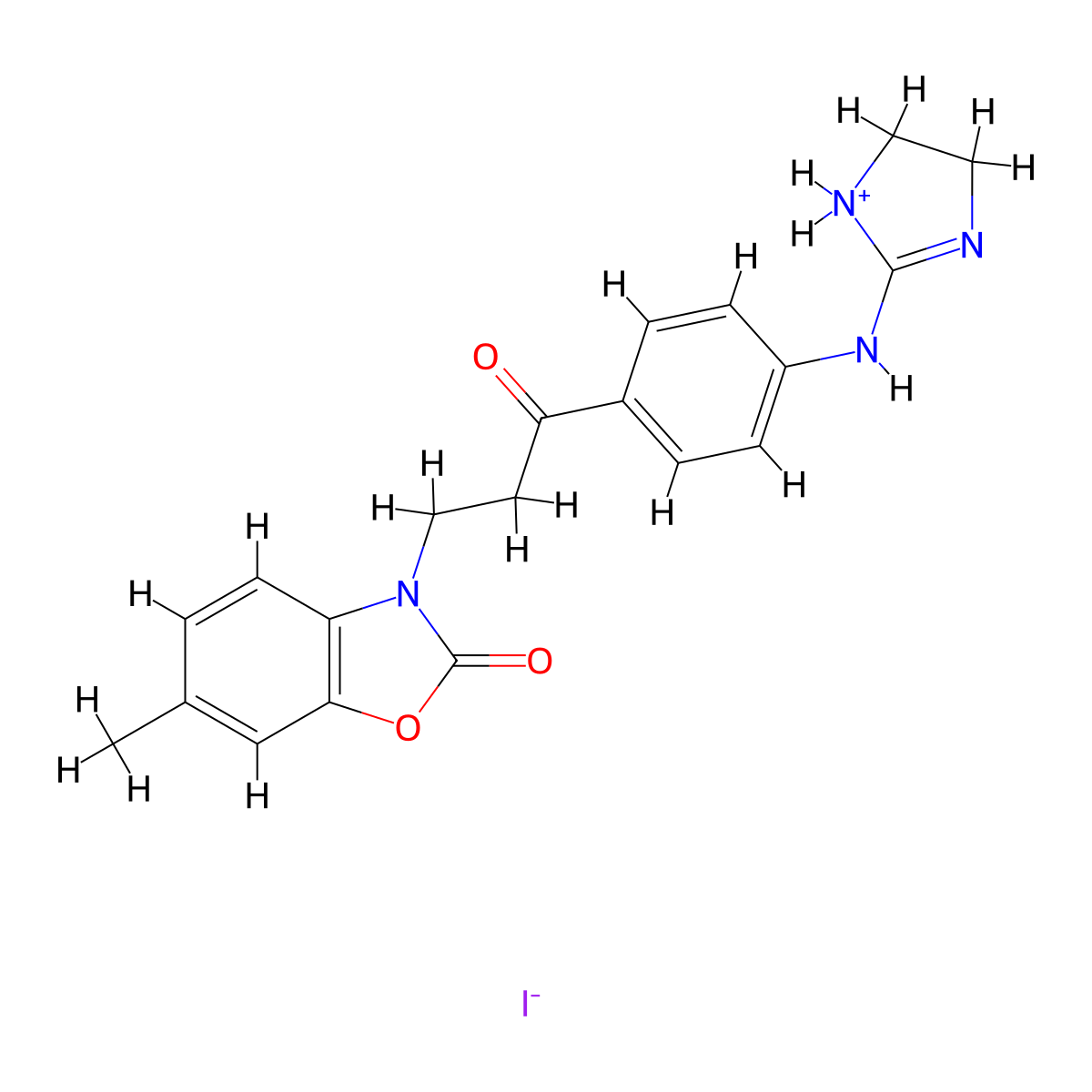 2(3H)-Benzoxazolone, 3-(3-(4-((4,5-dihydro-1H-imidazol-2-yl)amino)phenyl)-3-oxopropyl)-6-methyl-, monohydriodide molecular structure, CAS 100037-06-7