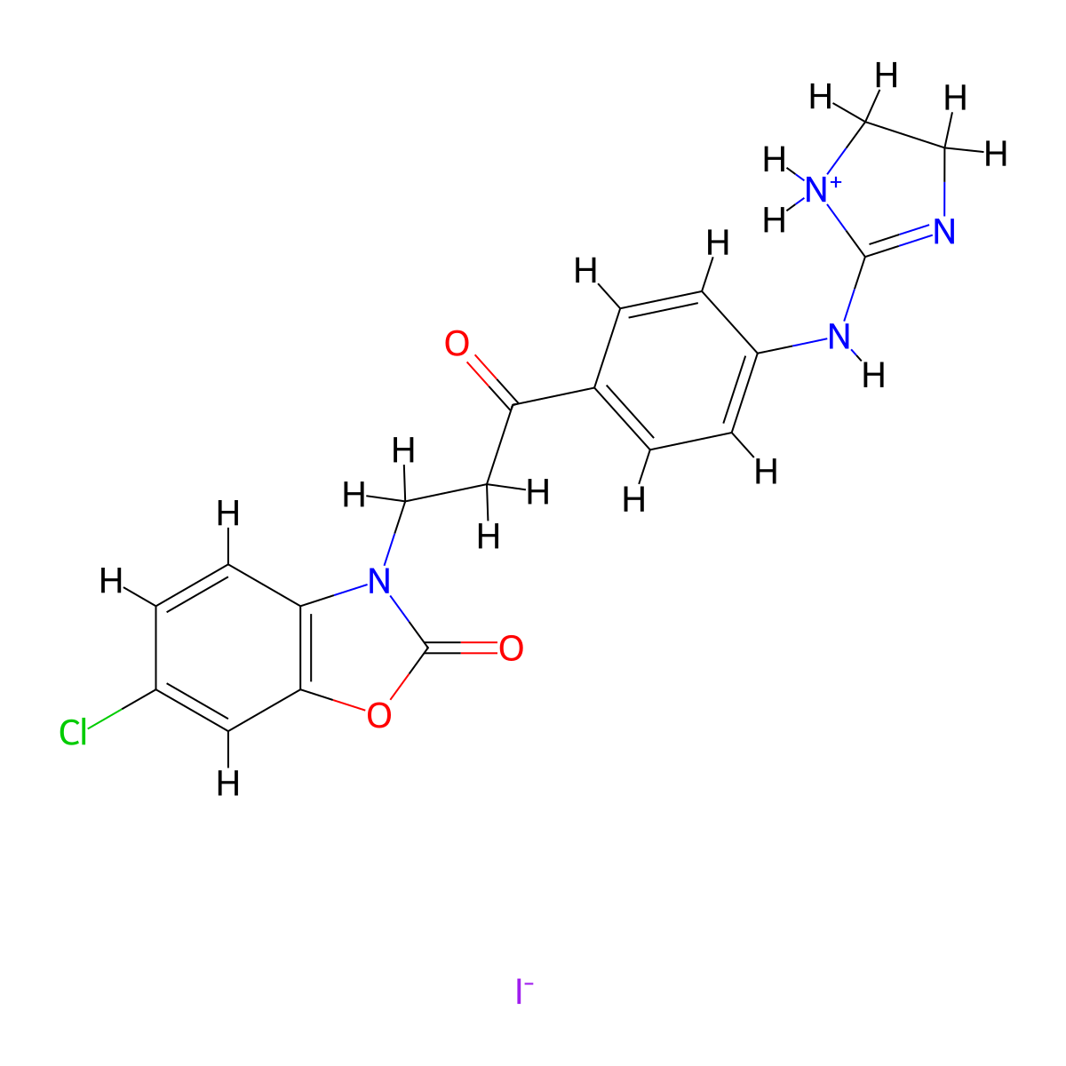 2(3H)-Benzoxazolone, 6-chloro-3-(3-(4-((4,5-dihydro-1H-imidazol-2-yl)amino)phenyl)-3-oxopropyl)-, monohydriodide molecular structure, CAS 100037-07-8