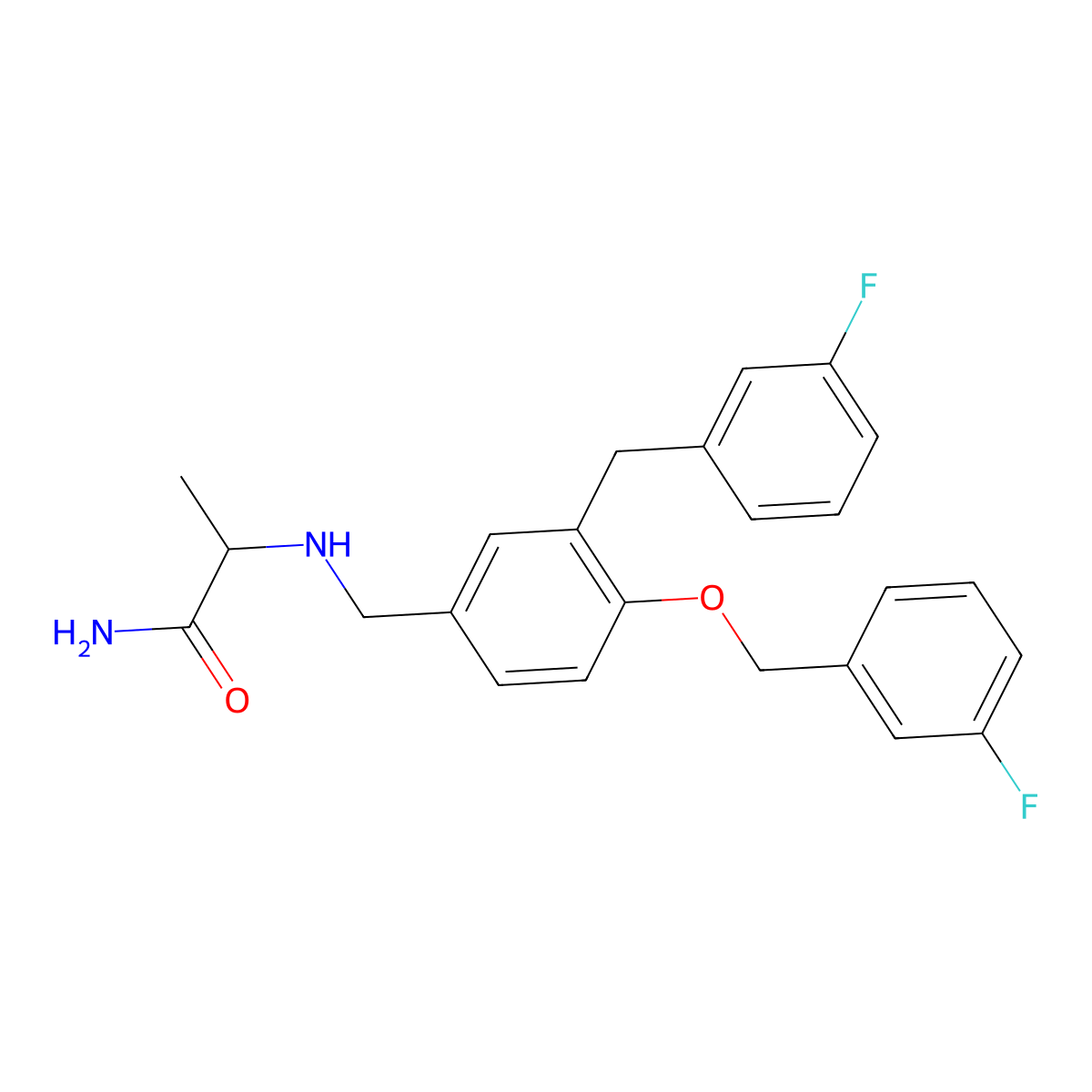 (S)-2-((3-(3-Fluorobenzyl)-4-((3-fluorobenzyl)oxy)benzyl)amino)propanamide molecular structure, CAS 1000370-27-3