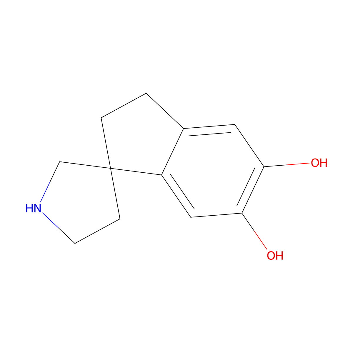 2,3-Dihydrospiro[indene-1,3'-pyrrolidine]-5,6-diol molecular structure, CAS 100038-04-8